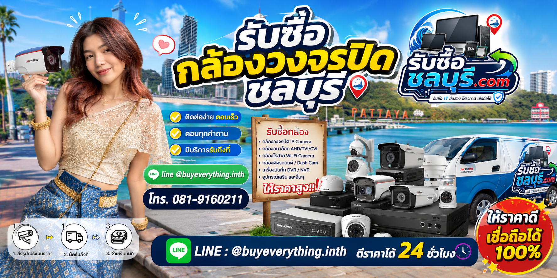ติดต่อรับซื้อกล้องวงจรปิดชลบุรี LINE @buyeverything.inth โทร 081-9160211