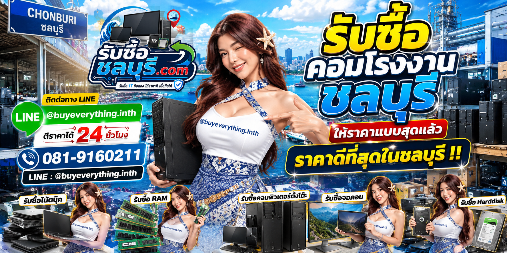 รับซื้อคอมโรงงานชลบุรี รับซื้อไม่จำกัดชิ้น ให้ราคาสูง โทร 081-9160211