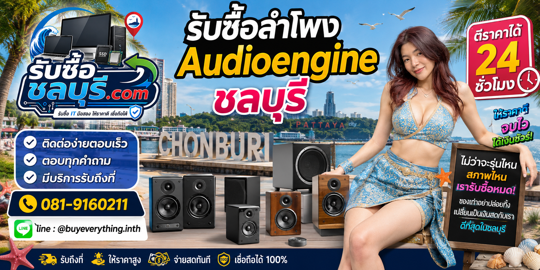 ติดต่อรับซื้อลำโพง Audioengine ชลบุรี LINE @buyeverything.inth โทร 081-9160211