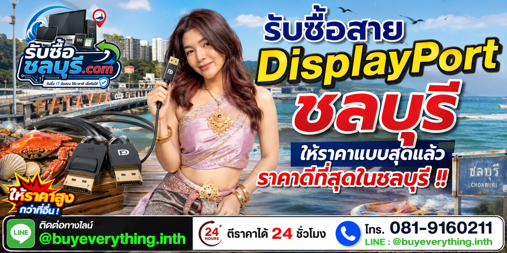 รับซื้อสาย DisplayPort ชลบุรี รับซื้อไม่จำกัดชิ้น ให้ราคาสูง โทร 081-9160211