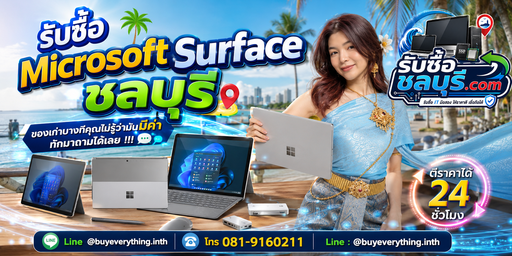 รับซื้อ Microsoft Surface ชลบุรี ติดต่อ LINE @buyeverything.inth ตีราคา 24 ชั่วโมง