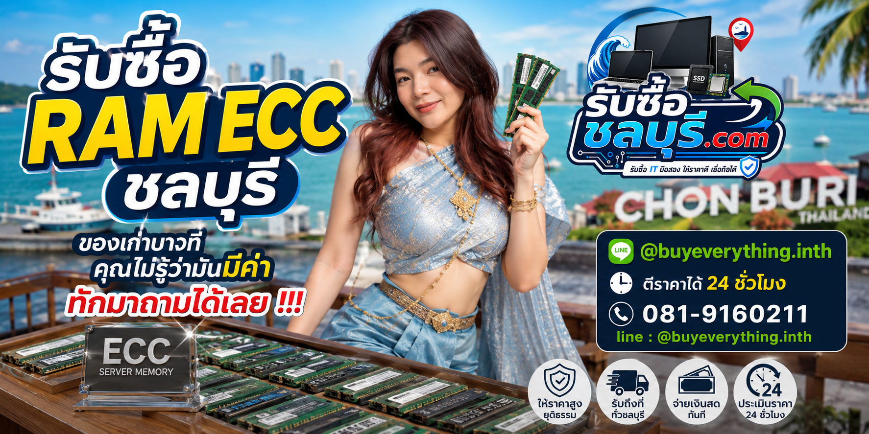 รับซื้อ RAM ECC ชลบุรี ติดต่อ LINE @buyeverything.inth ตีราคา 24 ชั่วโมง